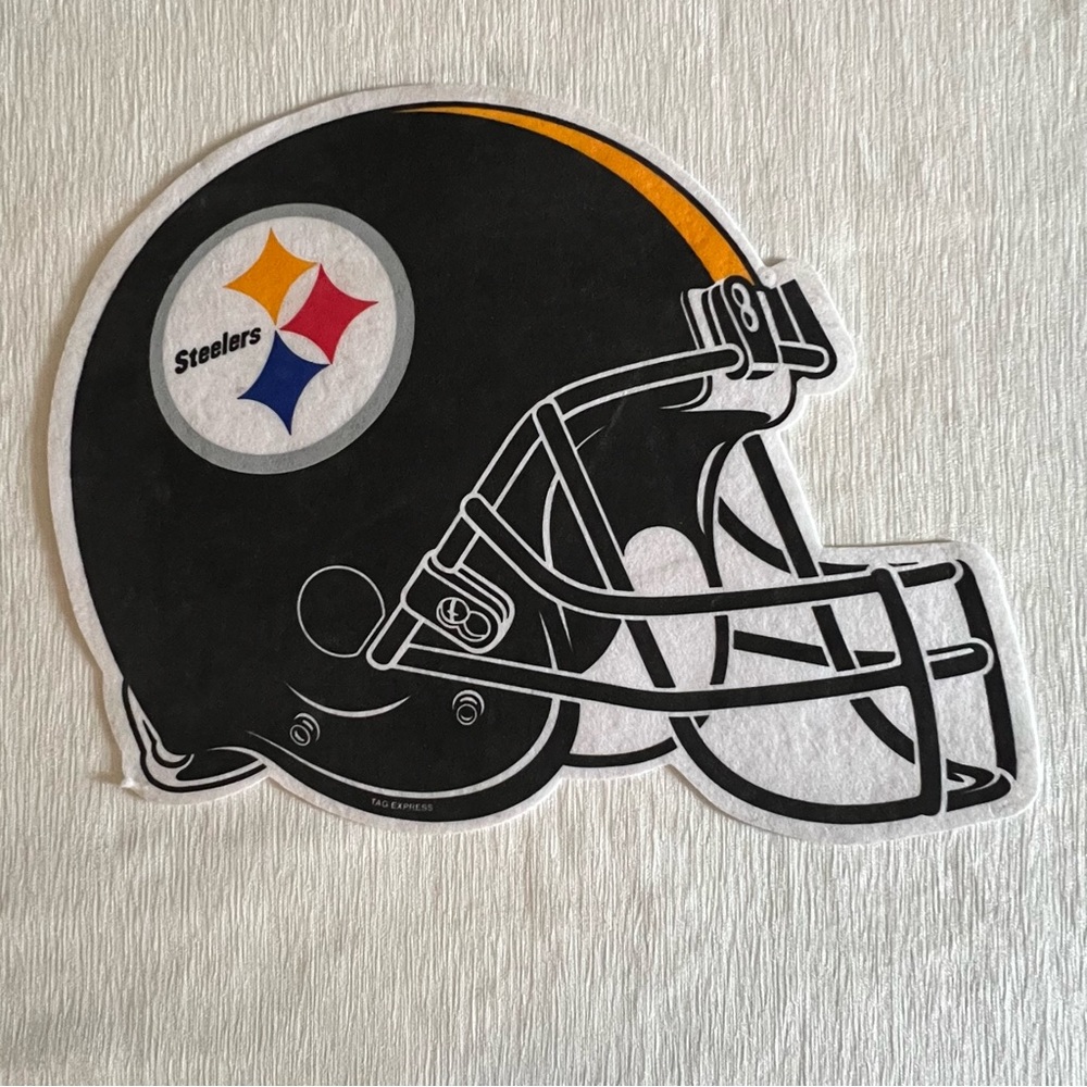 VTG 90’s Pittsburgh Steelers Football Helmet Cutout - felt 16”x13”